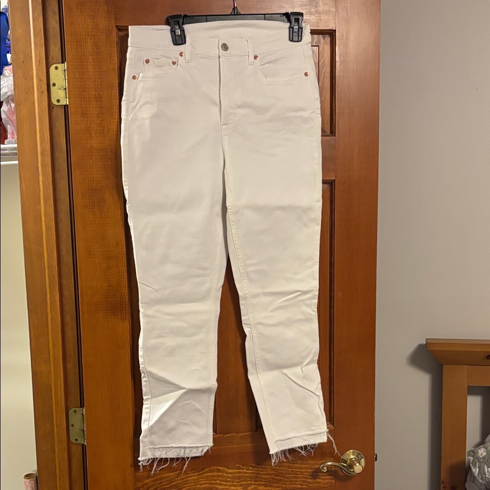 GAP White Frayed Hem Vintage Slim High Rise Women Jeans Size 10R